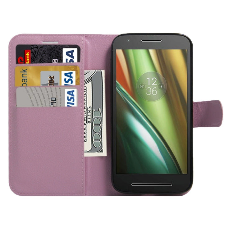 For Motorola Moto E (3rd Gen) Litchi Texture Horizontal Flip Leather Case with Magnetic Buckle & Holder & Card Slots & Wallet