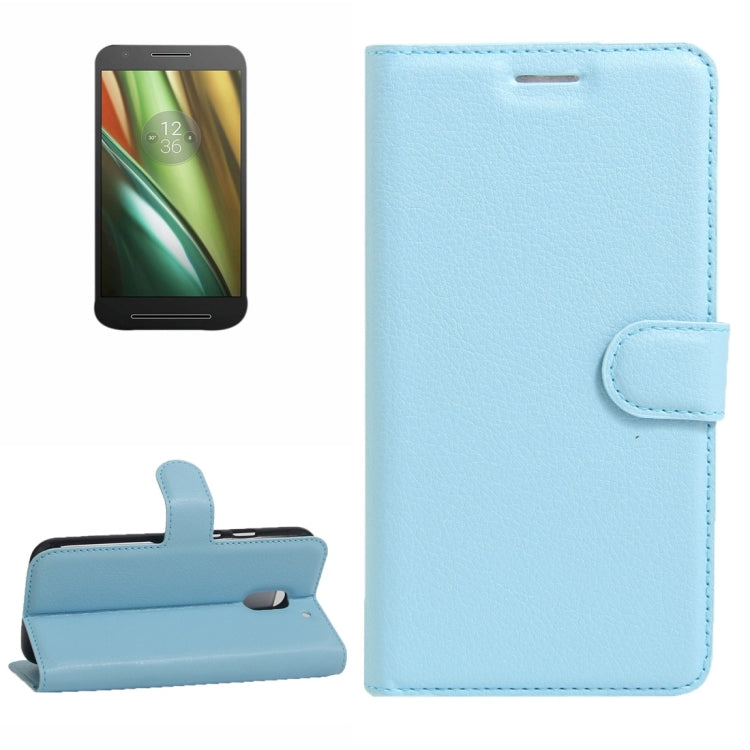 For Motorola Moto E (3rd Gen) Litchi Texture Horizontal Flip Leather Case with Magnetic Buckle & Holder & Card Slots & Wallet