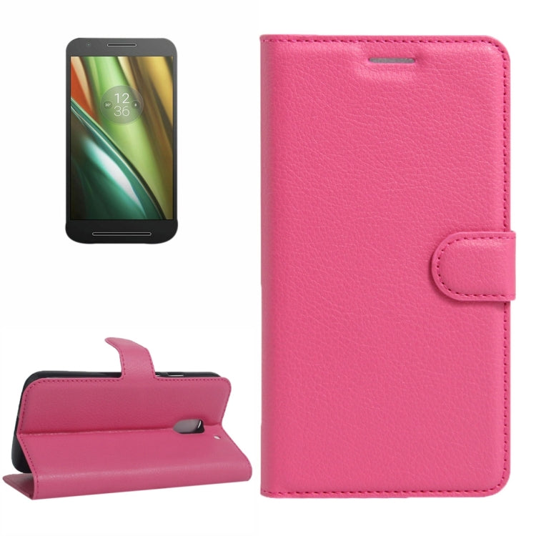 For Motorola Moto E (3rd Gen) Litchi Texture Horizontal Flip Leather Case with Magnetic Buckle & Holder & Card Slots & Wallet