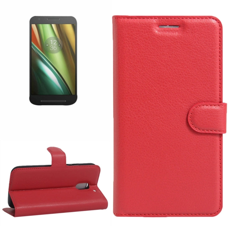 For Motorola Moto E (3rd Gen) Litchi Texture Horizontal Flip Leather Case with Magnetic Buckle & Holder & Card Slots & Wallet