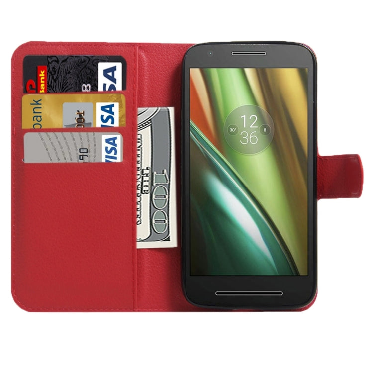 For Motorola Moto E (3rd Gen) Litchi Texture Horizontal Flip Leather Case with Magnetic Buckle & Holder & Card Slots & Wallet