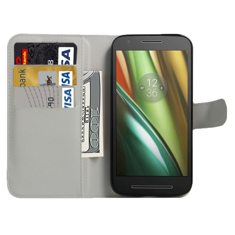 For Motorola Moto E (3rd Gen) Litchi Texture Horizontal Flip Leather Case with Magnetic Buckle & Holder & Card Slots & Wallet