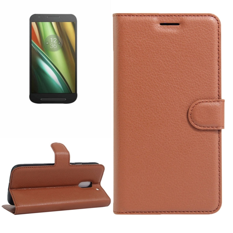 For Motorola Moto E (3rd Gen) Litchi Texture Horizontal Flip Leather Case with Magnetic Buckle & Holder & Card Slots & Wallet