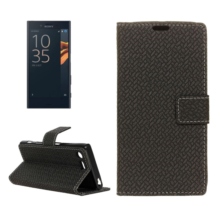 For Sony Xperia X Compact Weaving Texture Horizontal Flip PU Leather Case with Magnetic Buckle & Holder & Card Slots & Wallet & Photo Frame