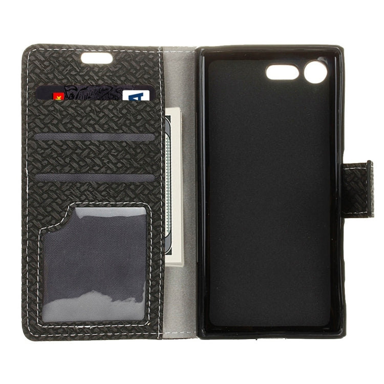 For Sony Xperia X Compact Weaving Texture Horizontal Flip PU Leather Case with Magnetic Buckle & Holder & Card Slots & Wallet & Photo Frame