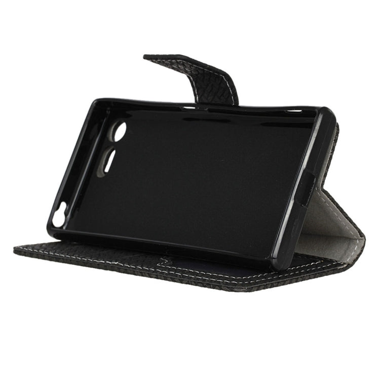 For Sony Xperia X Compact Weaving Texture Horizontal Flip PU Leather Case with Magnetic Buckle & Holder & Card Slots & Wallet & Photo Frame