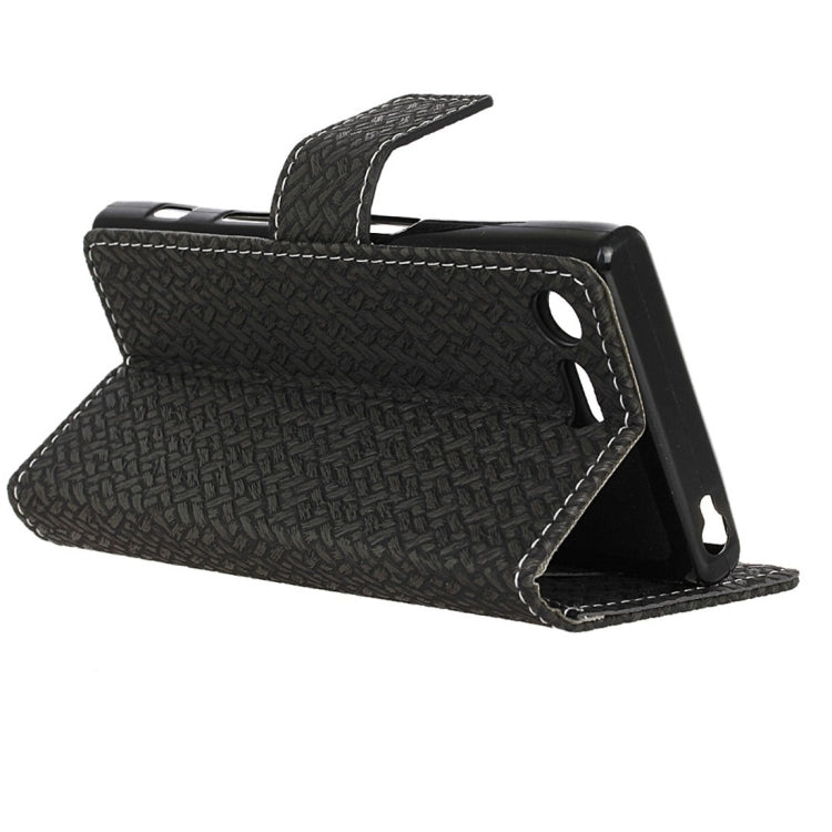 For Sony Xperia X Compact Weaving Texture Horizontal Flip PU Leather Case with Magnetic Buckle & Holder & Card Slots & Wallet & Photo Frame