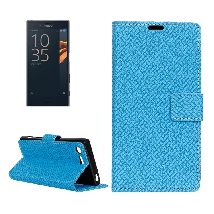 For Sony Xperia X Compact Weaving Texture Horizontal Flip PU Leather Case with Magnetic Buckle & Holder & Card Slots & Wallet & Photo Frame