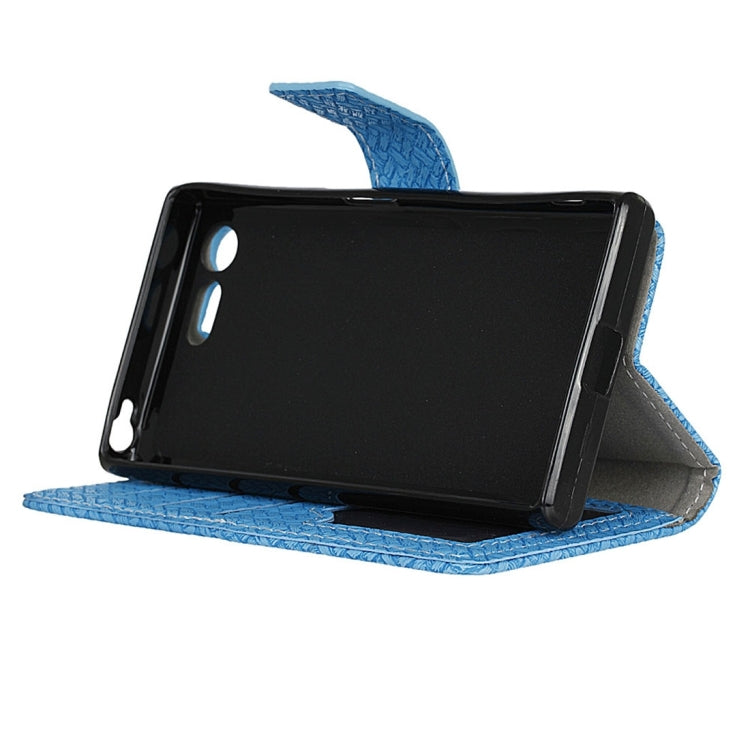 For Sony Xperia X Compact Weaving Texture Horizontal Flip PU Leather Case with Magnetic Buckle & Holder & Card Slots & Wallet & Photo Frame