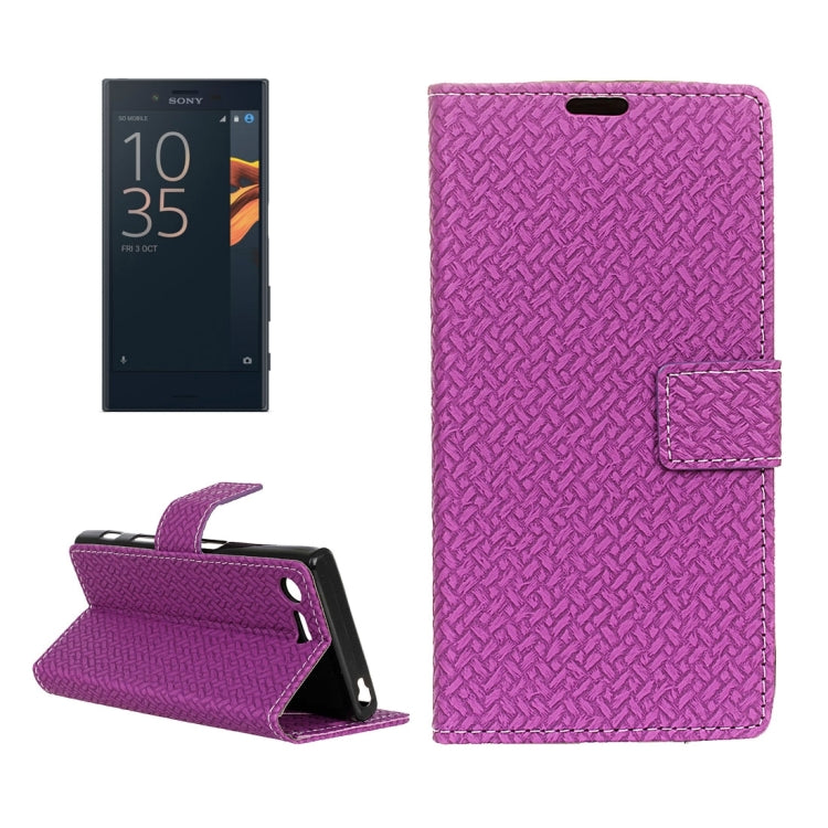 For Sony Xperia X Compact Weaving Texture Horizontal Flip PU Leather Case with Magnetic Buckle & Holder & Card Slots & Wallet & Photo Frame