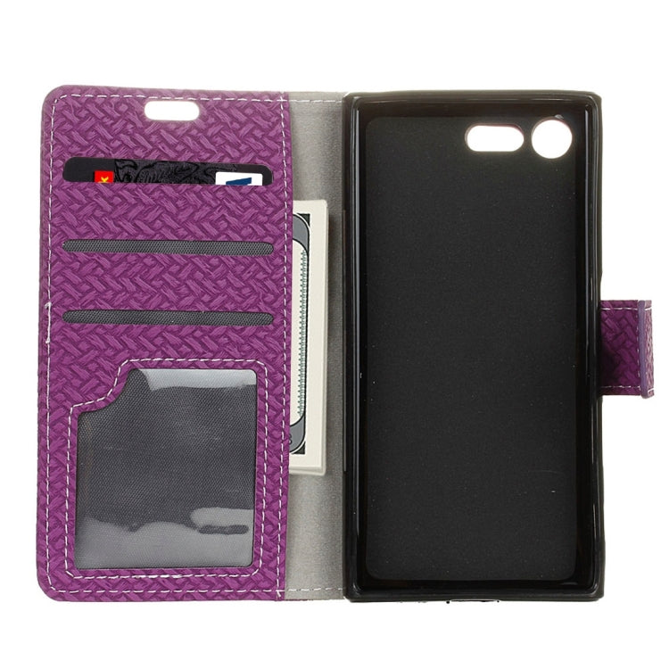 For Sony Xperia X Compact Weaving Texture Horizontal Flip PU Leather Case with Magnetic Buckle & Holder & Card Slots & Wallet & Photo Frame