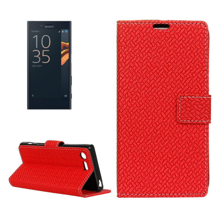 For Sony Xperia X Compact Weaving Texture Horizontal Flip PU Leather Case with Magnetic Buckle & Holder & Card Slots & Wallet & Photo Frame