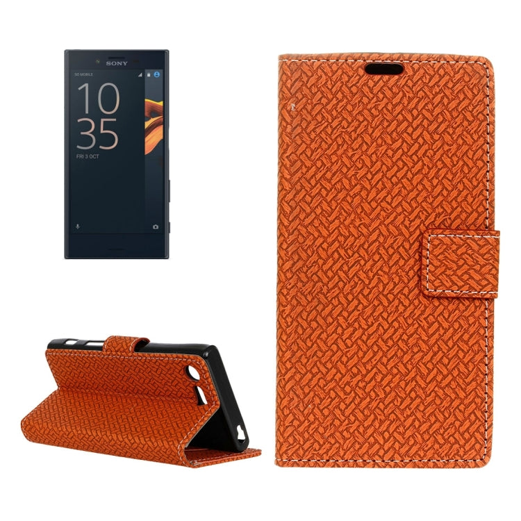 For Sony Xperia X Compact Weaving Texture Horizontal Flip PU Leather Case with Magnetic Buckle & Holder & Card Slots & Wallet & Photo Frame