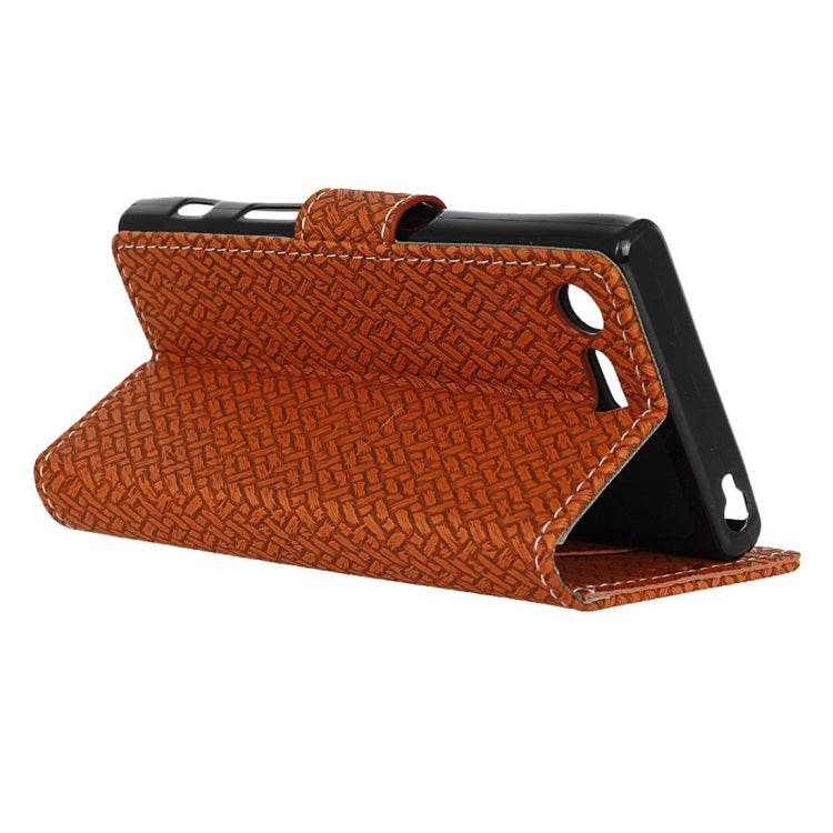 For Sony Xperia X Compact Weaving Texture Horizontal Flip PU Leather Case with Magnetic Buckle & Holder & Card Slots & Wallet & Photo Frame