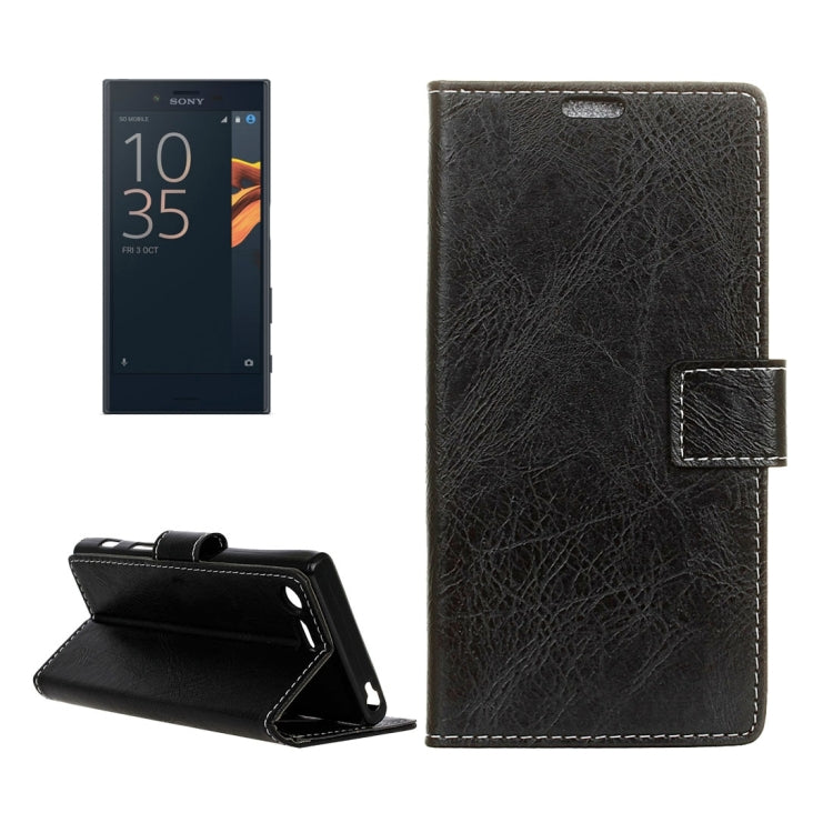 For Sony Xperia X Compact Crazy Horse Texture Horizontal Flip PU Leather Case with Magnetic Buckle & Holder & Card Slots & Wallet & Photo Frame