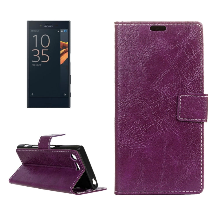 For Sony Xperia X Compact Crazy Horse Texture Horizontal Flip PU Leather Case with Magnetic Buckle & Holder & Card Slots & Wallet & Photo Frame