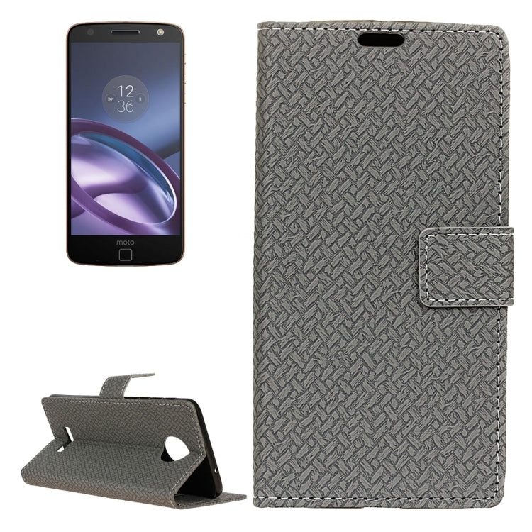 For Motorola Moto Z Weaving Texture Horizontal Flip PU Leather Case with Magnetic Buckle & Holder & Card Slots & Wallet & Photo Frame