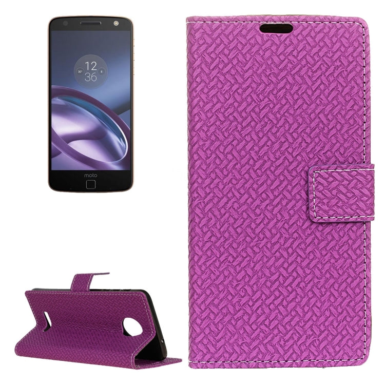 For Motorola Moto Z Weaving Texture Horizontal Flip PU Leather Case with Magnetic Buckle & Holder & Card Slots & Wallet & Photo Frame