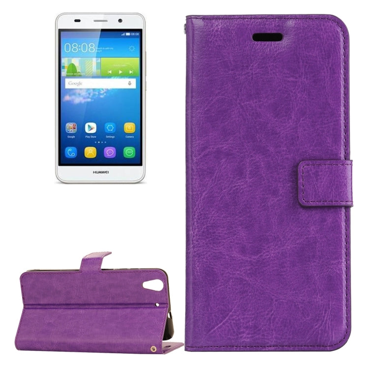 For Huawei Y6 II Crazy Horse Texture Horizontal Flip PU Leather Protective Case with Holder & Card Slots & Wallet