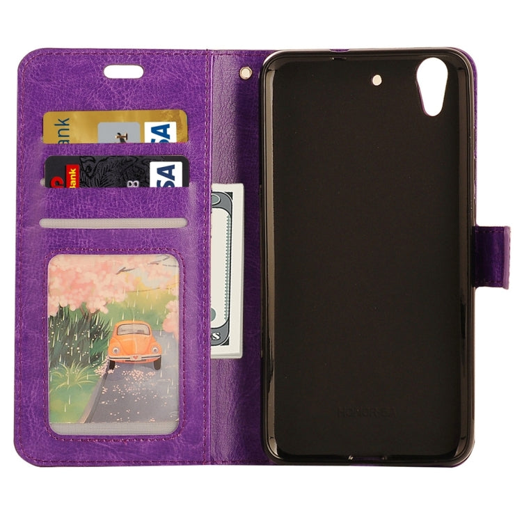 For Huawei Y6 II Crazy Horse Texture Horizontal Flip PU Leather Protective Case with Holder & Card Slots & Wallet