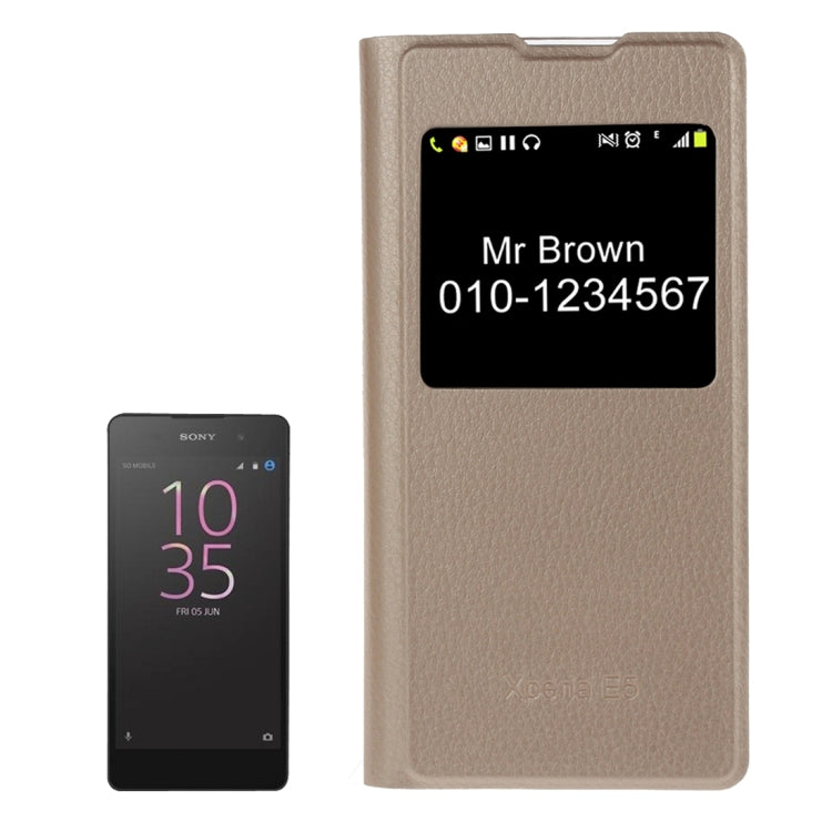 For Sony Xperia E5 Litchi Texture Horizontal Flip Leather Case with Call Display ID