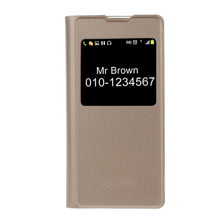 For Sony Xperia E5 Litchi Texture Horizontal Flip Leather Case with Call Display ID