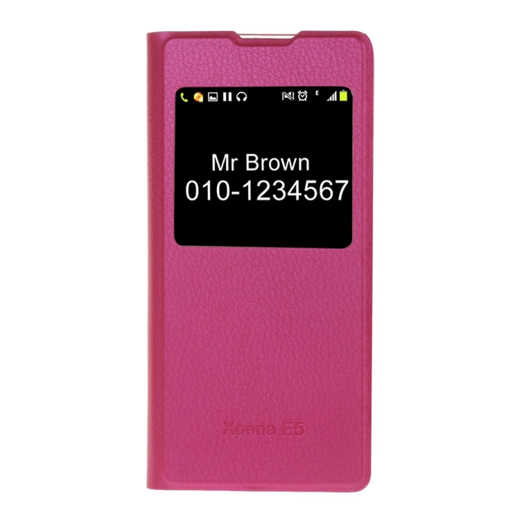 For Sony Xperia E5 Litchi Texture Horizontal Flip Leather Case with Call Display ID