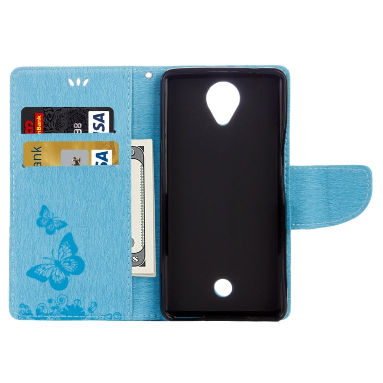 Butterflies Embossing Horizontal Flip Leather Case for Wiko U Feel, with Holder & Card Slots & Wallet & Lanyard
