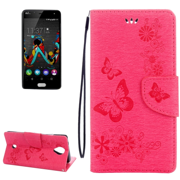 Butterflies Embossing Horizontal Flip Leather Case for Wiko U Feel, with Holder & Card Slots & Wallet & Lanyard