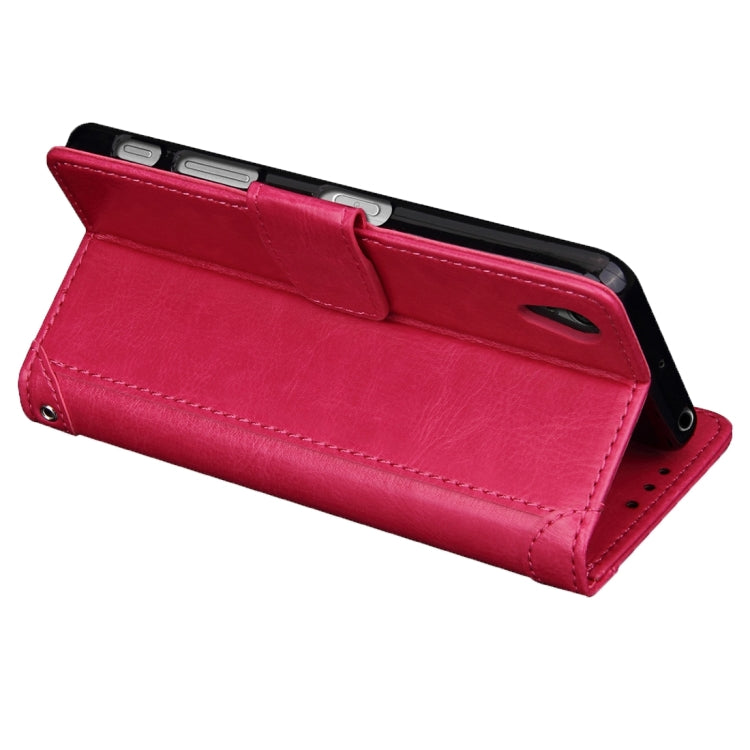 For Sony Xperia X Crazy Horse Texture Horizontal Flip Leather Case with Photo Frame & Holder & Card Slots & Wallet & Lanyard(Magenta)