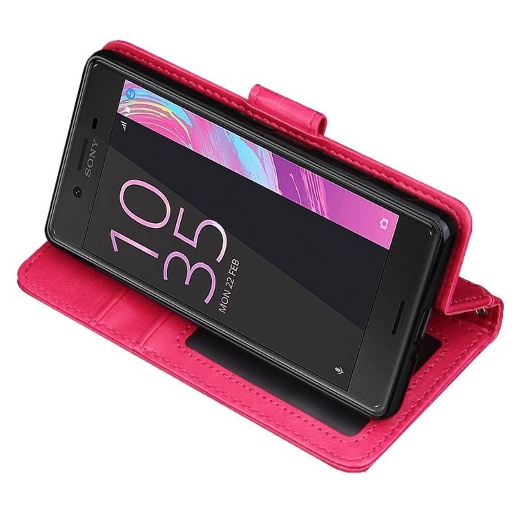For Sony Xperia X Crazy Horse Texture Horizontal Flip Leather Case with Photo Frame & Holder & Card Slots & Wallet & Lanyard(Magenta)