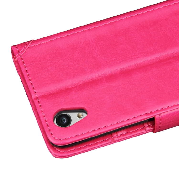 For Sony Xperia X Crazy Horse Texture Horizontal Flip Leather Case with Photo Frame & Holder & Card Slots & Wallet & Lanyard(Magenta)