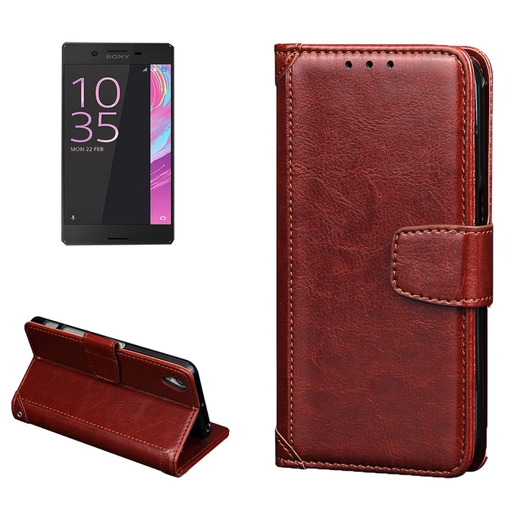 For Sony Xperia XA Crazy Horse Texture Horizontal Flip Leather Case with Photo Frame & Holder & Card Slots & Wallet & Lanyard(Brown)