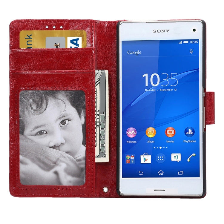 For Sony Xperia Z3 Compact / Z3 mini Oil Wax Crazy Horse Texture Horizontal Flip Leather Case with Photo Frame & Holder & Card Slots & Wallet & Lanyard