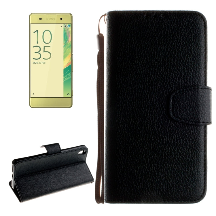 For Sony Xperia XA Litchi Texture Horizontal Flip PU Leather Case with Holder & Card Slots & Wallet & Photo Frame & Lanyard