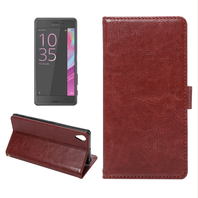For Sony Xperia X Lambskin Texture Printing Horizontal Flip Leather Case with Holder & Card Slots