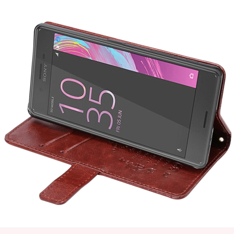 For Sony Xperia X Lambskin Texture Printing Horizontal Flip Leather Case with Holder & Card Slots