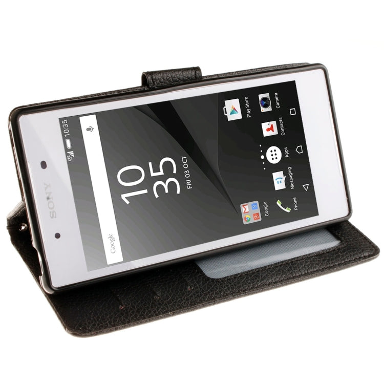 For  Sony Xperia Z5 Litchi Texture Horizontal Flip PU Leather Case with Holder & Card Slots & Wallet & Photo Frame & Lanyard