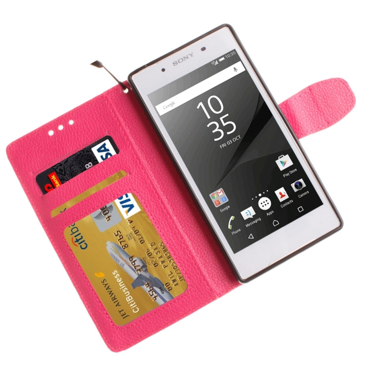 For  Sony Xperia Z5 Litchi Texture Horizontal Flip PU Leather Case with Holder & Card Slots & Wallet & Photo Frame & Lanyard