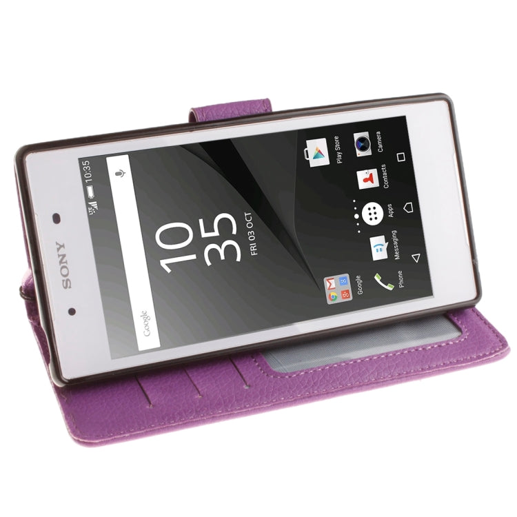 For  Sony Xperia Z5 Litchi Texture Horizontal Flip PU Leather Case with Holder & Card Slots & Wallet & Photo Frame & Lanyard