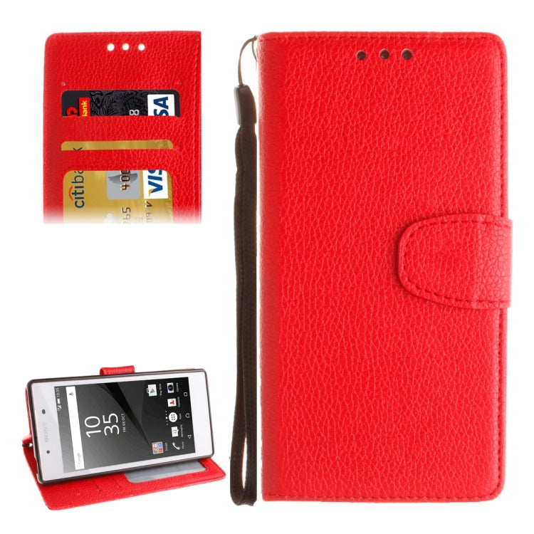 For  Sony Xperia Z5 Litchi Texture Horizontal Flip PU Leather Case with Holder & Card Slots & Wallet & Photo Frame & Lanyard