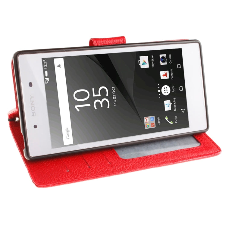 For  Sony Xperia Z5 Litchi Texture Horizontal Flip PU Leather Case with Holder & Card Slots & Wallet & Photo Frame & Lanyard