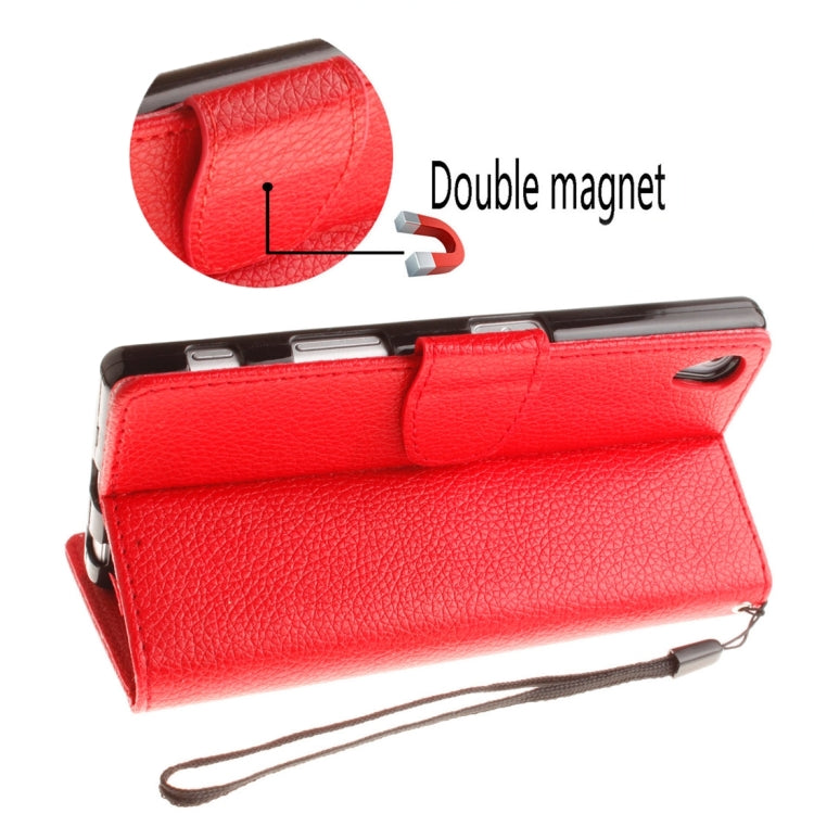 For  Sony Xperia Z5 Litchi Texture Horizontal Flip PU Leather Case with Holder & Card Slots & Wallet & Photo Frame & Lanyard