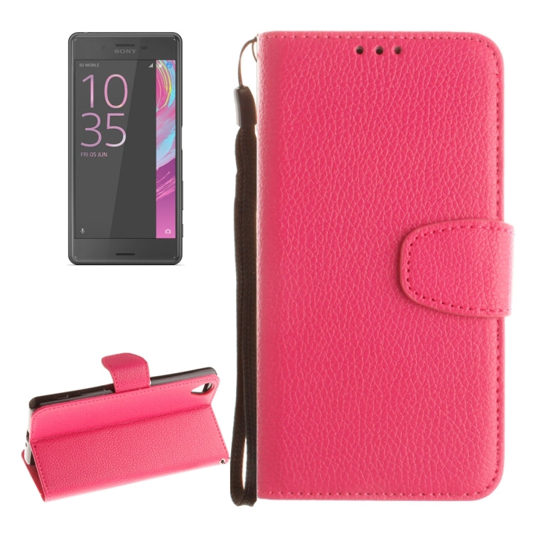 For Sony Xperia X Litchi Texture Horizontal Flip PU Leather Case with Holder & Card Slots & Wallet & Photo Frame & Lanyard