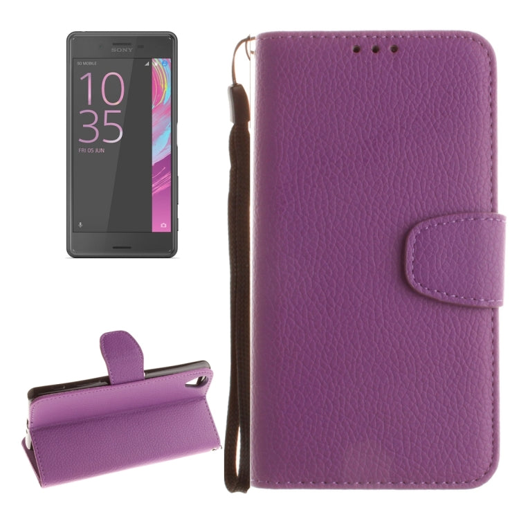 For Sony Xperia X Litchi Texture Horizontal Flip PU Leather Case with Holder & Card Slots & Wallet & Photo Frame & Lanyard