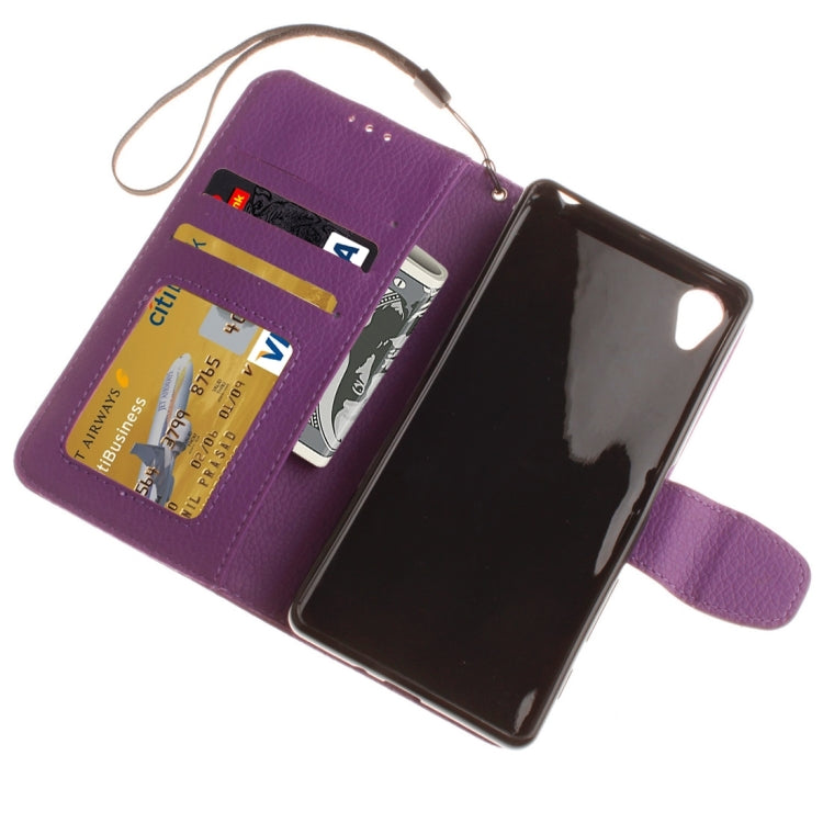 For Sony Xperia X Litchi Texture Horizontal Flip PU Leather Case with Holder & Card Slots & Wallet & Photo Frame & Lanyard
