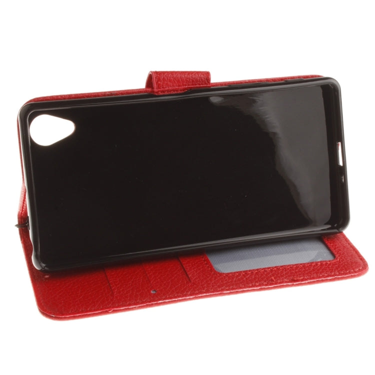 For Sony Xperia X Litchi Texture Horizontal Flip PU Leather Case with Holder & Card Slots & Wallet & Photo Frame & Lanyard