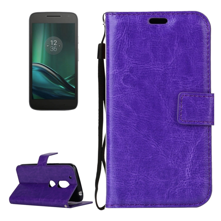 For Motorola Moto G4 Play Crazy Horse Texture Horizontal Flip PU Leather Case with Holder & Card Slots & Wallet & Photo Frame & Lanyard