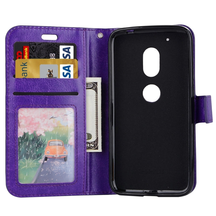 For Motorola Moto G4 Play Crazy Horse Texture Horizontal Flip PU Leather Case with Holder & Card Slots & Wallet & Photo Frame & Lanyard