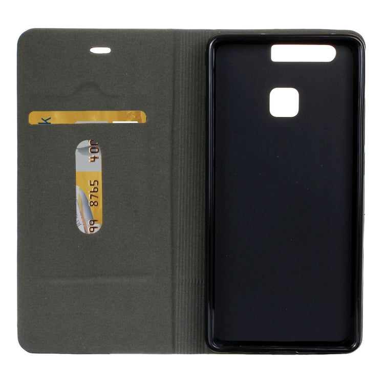 For Huawei  P9 Canvas Pattern PU + TPU Horizontal Flip Leather Case with Holder & Card Slots